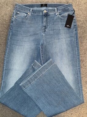 7 For All Mankind Dojo Tailorless Light Blue Wide Leg Jeans